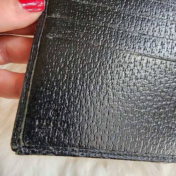 GUCCI Womens Black Canvas Guccisima Wallet Monogram GG Bi Fold Card Holder - Picture 7 of 10